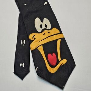 Vtg Daffy Duck Neck Tie Looney Tunes Mania Black Sweat Eyes Novelty Cartoon 1993